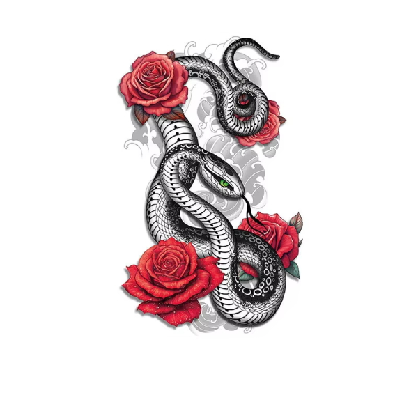 Colorful Snake CMYK Temporary Tattoo Stickers