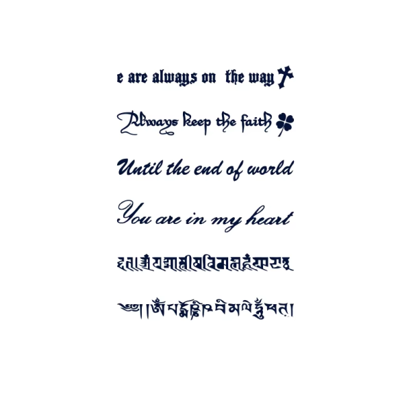 Blue Letters Herbal Ink Tattoo Stickers