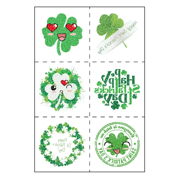 Green Plant Glitter Cute Temporary Tattoo Sticker