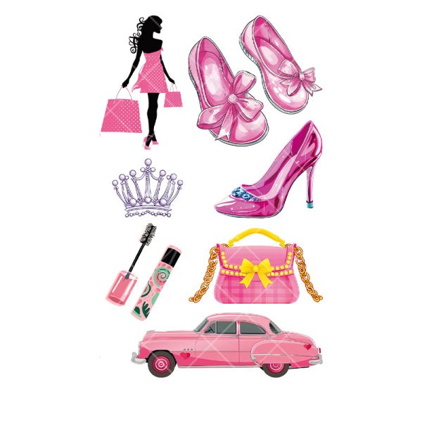 New Pink Fashion Girl Party Tattoo Sticker