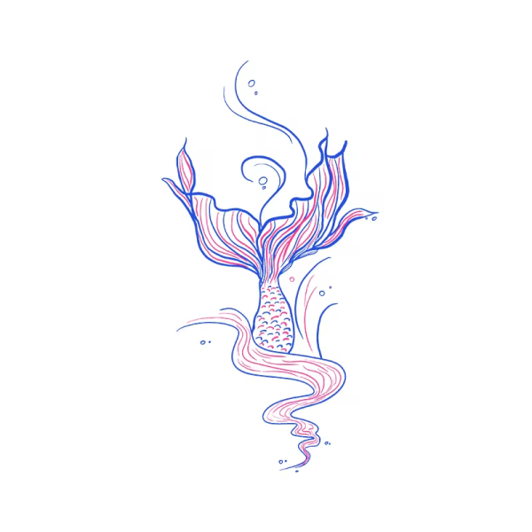 Pink Goldfish Tail Temporary Tattoo Stickers