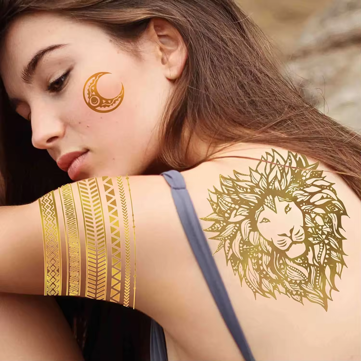 Gold Shiny Tattoos for Men and Women - Image 2