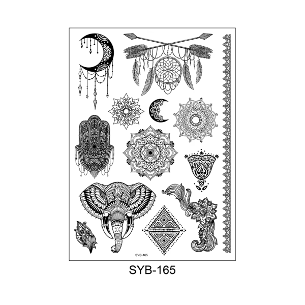 Mandala Nation Elephant Tattoo Stickers