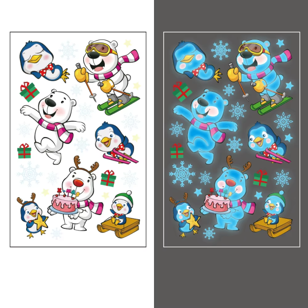 Glow In The Dark Santa Temporary  Tattoo Stickers