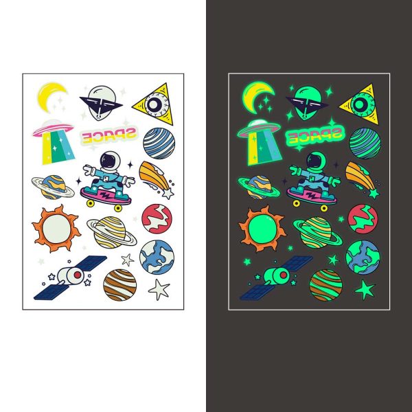 UFO Kids Glow in the Dark Fake Tattoo Sticker