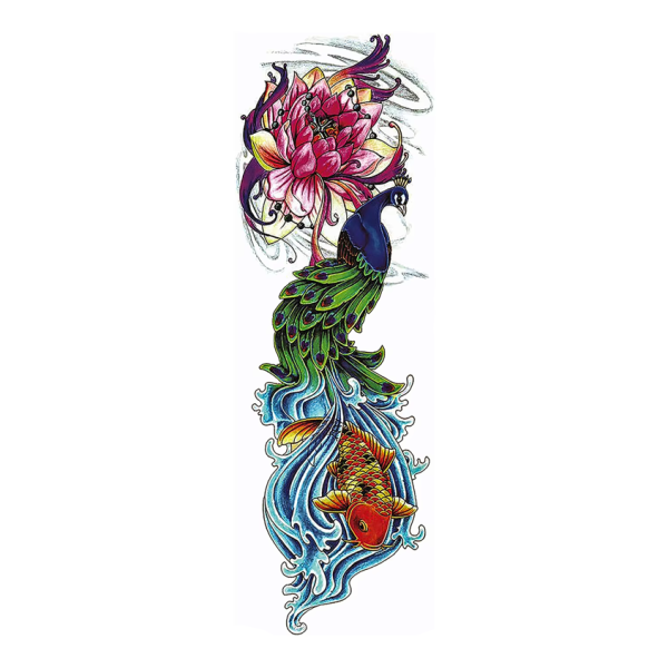Colorful Phoenix Full Arm Temporary Tattoo Sticker